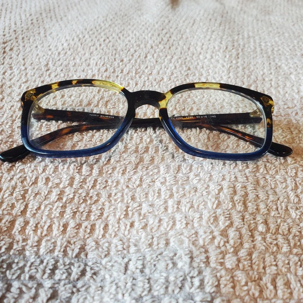 Tory Burch TY 2094 1755 Tortoise Blue Rectangular Eyeglasses Frames 50-18-140